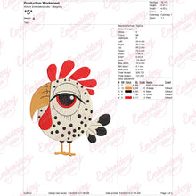 Funny Crazy Chicken Embroidery Design