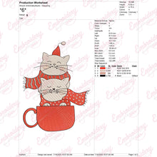Christmas Cat Nap In A Mug Embroidery Design