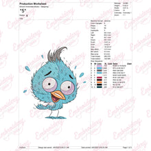 Crazy Fluffy Blue Bird Embroidery Design