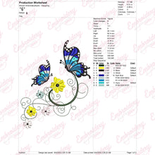 Butterfly With Flowers Embroidery Design