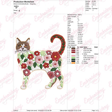 Tropical Flowers Cat Embroidery Design