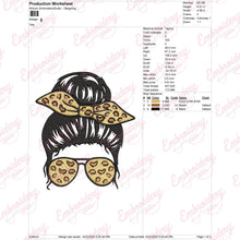 Leopard Print Messy Bun Embroidery Design