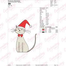 Cute Christmas Kitten Santa Hat Embroidery Design