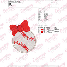 Baseball Bow Embroidery Design