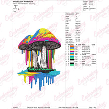 Colorful Mashroom Embroidery Design