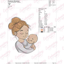 Mother and Baby Embroidery Design