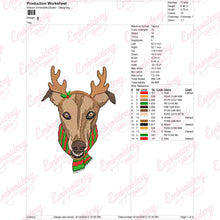 Greyhound Reindeer Christmas Embroidery Design