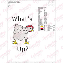 What's Up Chicken Butt Funny Chicken Embroidery Design