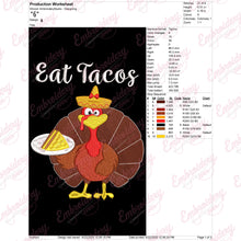 Eat Tacos Thanksgiving Turkey Embroidery Design