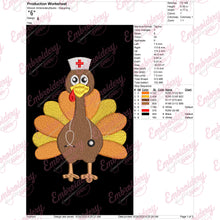Turkey Nurse Thanksgiving Embroidery Design