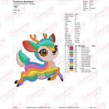 Rainbow Deer Embroidery Design