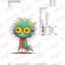 Unique Crazy Bird Cartoon Embroidery Design