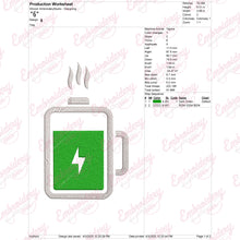 Battery Charging Embroidery Design