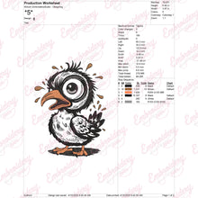 Funny Bird With Big Eye Embroidery Design