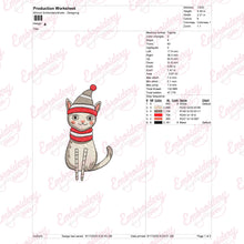 Christmas Hat Wearing Kitty Embroidery Design