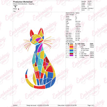 Colorful Kitten Cat Embroidery Design