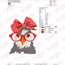 Funny Chicken With Bow And Glasses Embroidery Design