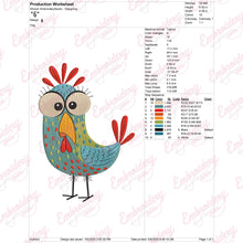 Funny Crazy Chicken Embroidery Design