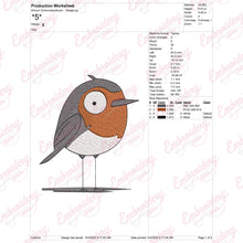Cartoon Robin Bird Embroidery Design