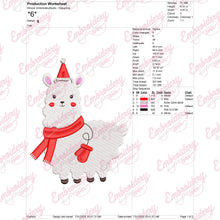 Christmas Llama Embroidery Design