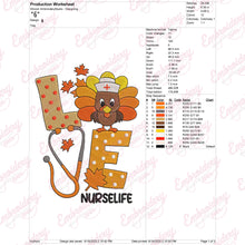 Love Turkey Nurse Life Thanksgiving Embroidery Design