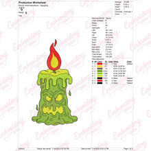 Halloween Candle Monster Embroidery Design