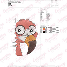 Happy Pink Flamingo Bird Embroidery Design