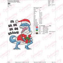 Fa Ra Ra Rawr Christmas Dinosaur Embroidery Design