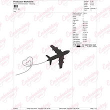 Airplane Love Embroidery Design