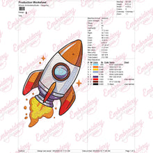 Space Rocket Embroidery Design