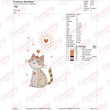 Colorful Cute Cat Embroidery Design