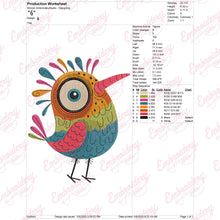 Crazy Colorful Bird Machine Embroidery Design