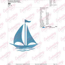 Blue Sailing Boat Embroidery Design