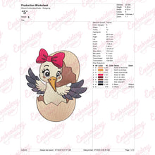 Baby Stork Bird Girl Sitting Inside Of Egg Embroidery Design