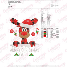 Merry Christmas Y'all Reindeer Free Digital Embroidery Design | Instant & Free Download