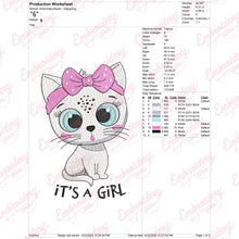 It's a Girl Kitten Embroidery Design