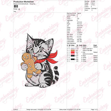 Christmas Cat Eating Gingerbread Embroidery Design