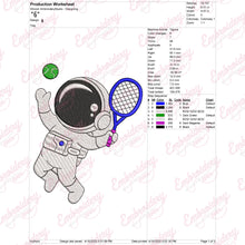 Astronaut Playing Tennis Embroidery Design