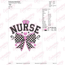Nurse With Bow Embroidery Design