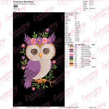 Cute Owl Girl On Branch Machine Embroidery