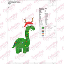 Christmas Dinosaur Embroidery Design