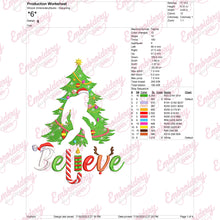 Believe Bigfoot Christmas Embroidery Design