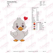 Cute Duck Feel In Love Embroidery Design
