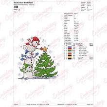 Snowmen Decorating Christmas Tree Embroidery Design