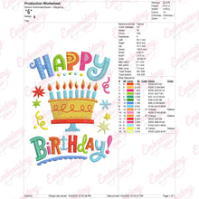 Happy Birthday Colorful Embroidery Design
