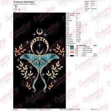 Mystical Moth and Moon Phases Embroidery Design
