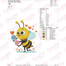 Flowers & Bee Embroidery Design