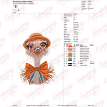 Funny Ostrich Bird Embroidery Design