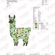 Tropical Leaves And Flowers Llama Embroidery Design