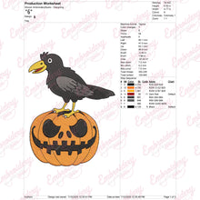 Crow On Halloween Pumpkin Embroidery Design